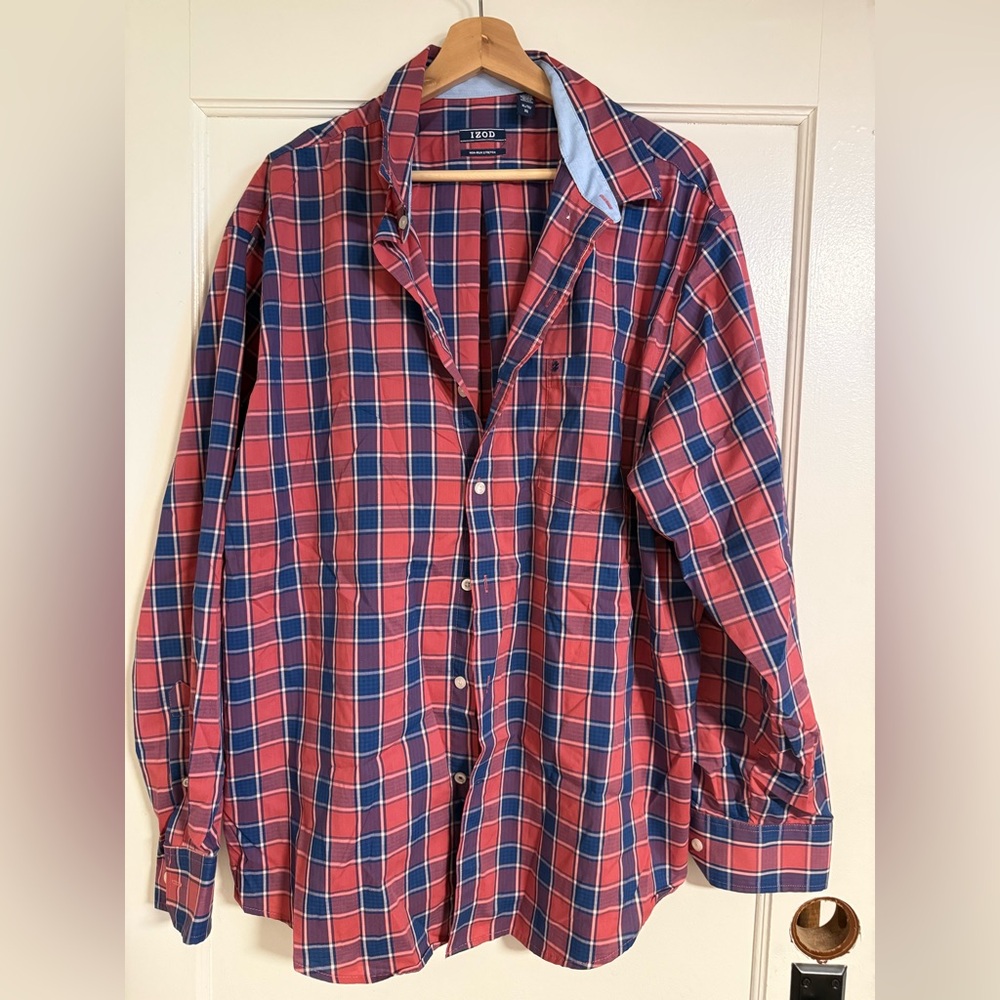 IZOD Men's Red Plaid Shirt XL